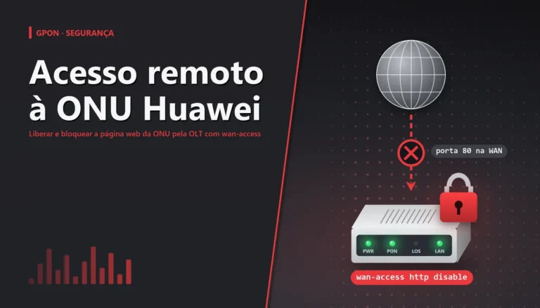 ONU Huawei com um cadeado vermelho bloqueando a página web exposta para a internet