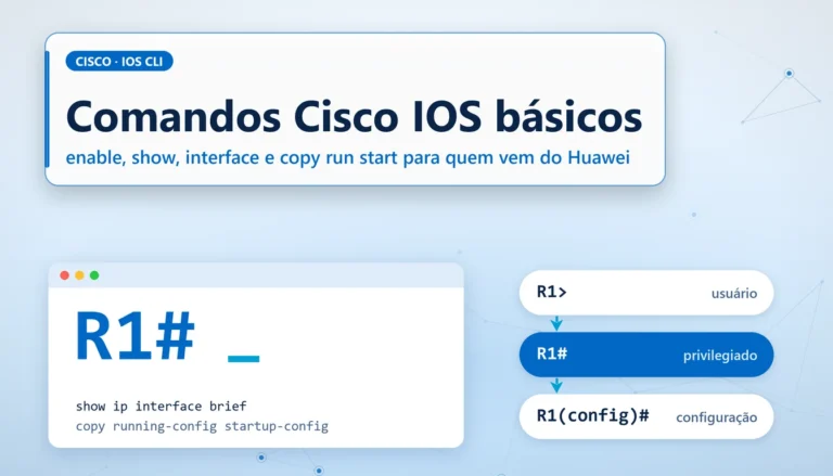 Prompt R1# de um roteador Cisco IOS com os comandos show ip interface brief e copy running-config startup-config