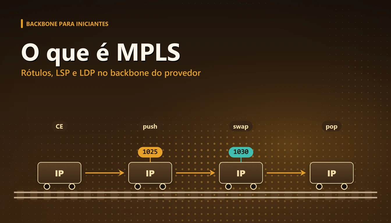 Blog 7 Pacote recebendo etiquetas de rótulo MPLS enquanto percorre um trilho entre roteadores